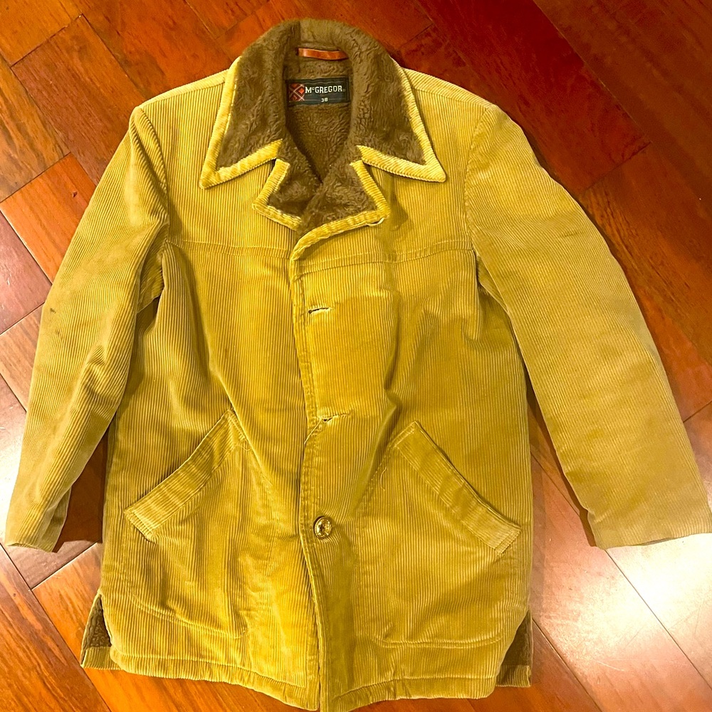 Vintage 70s MacGregor courdoroy faux fur men’s coat szM/38!!